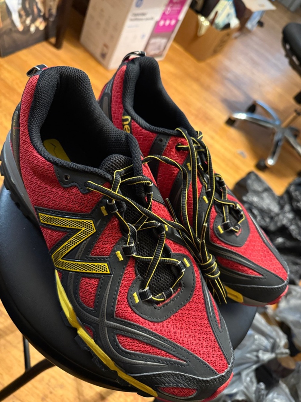 New Balance Red and Yellow Men's Trail Sneakers